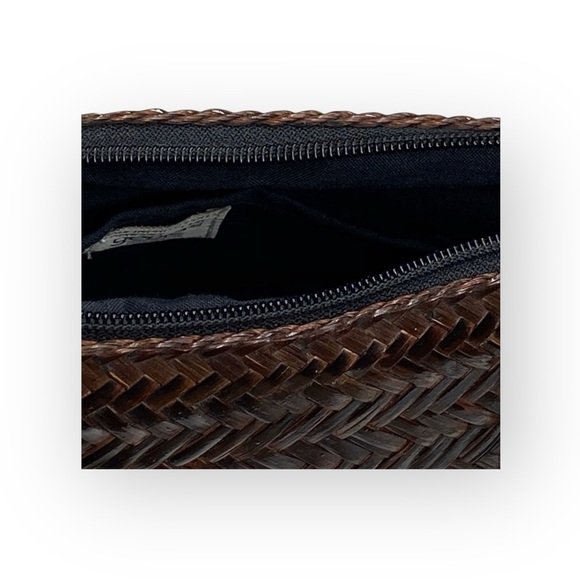 Vintage: Genie ꧁ Woven Straw Shoulder Bag Handbag ꧁ Wood Bead Tassel ꧂ Brown - Picture 11 of 16